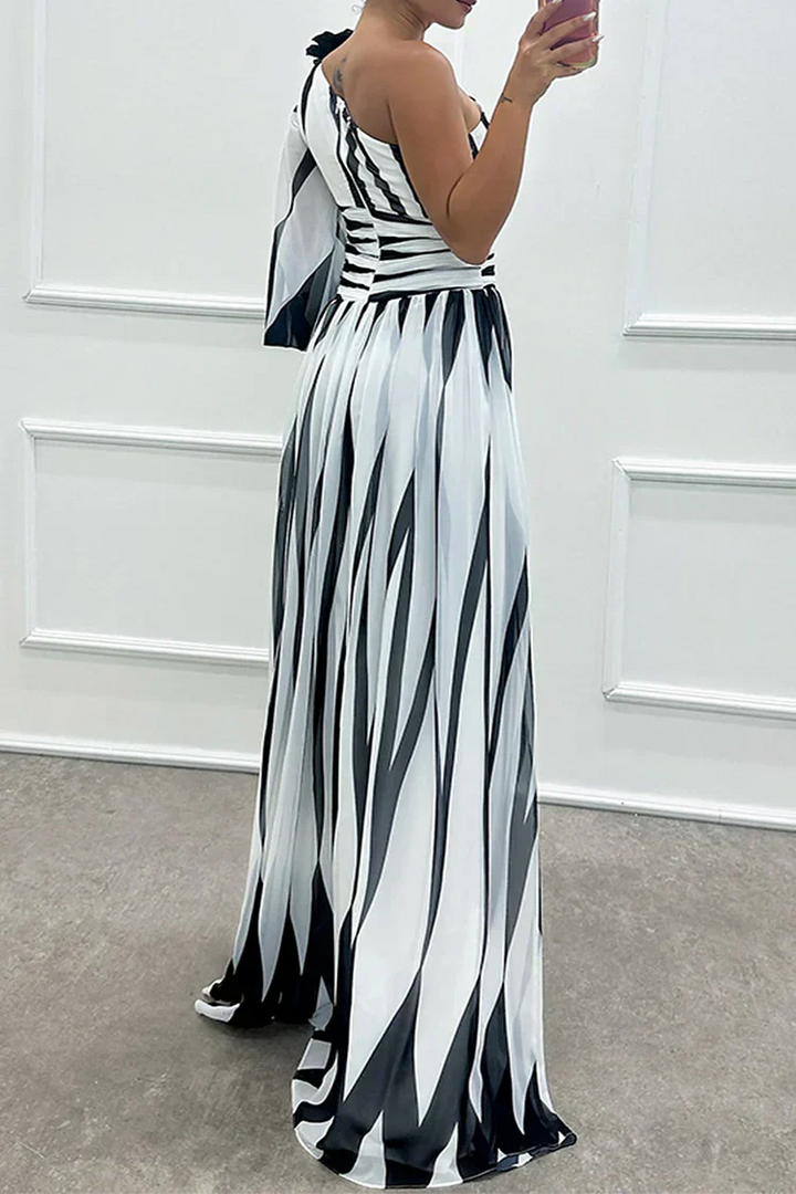 Celia | Maxikleid Damen Sommer Elegant One-Shoulder Asymmetrisch Fließend 2