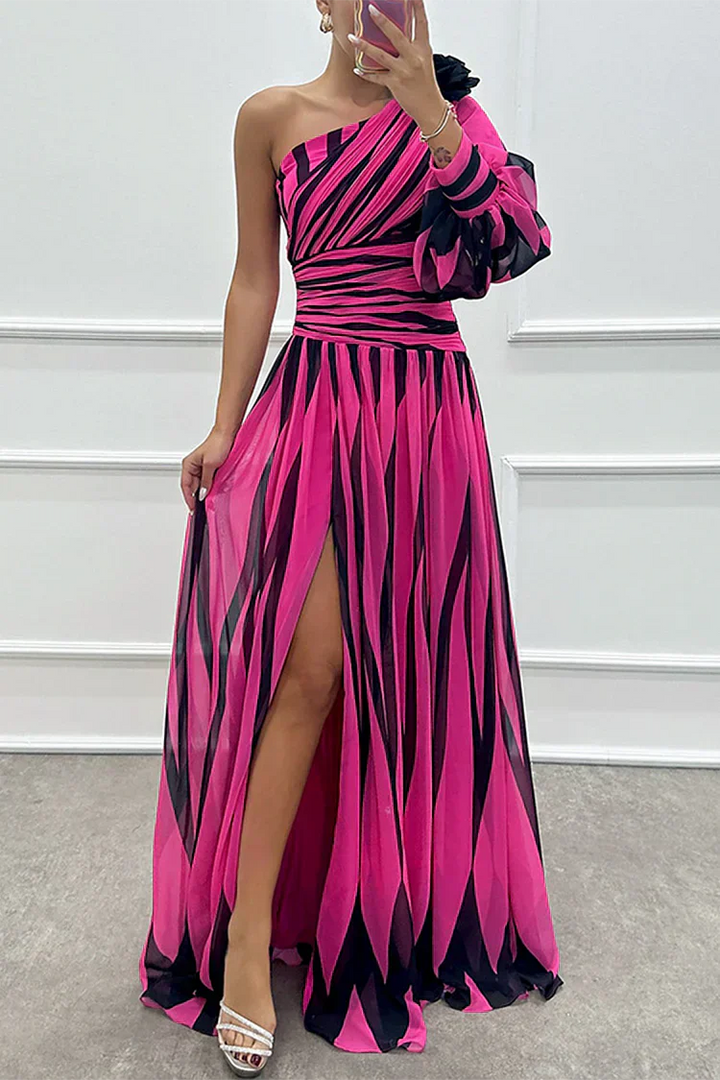 Celia | Maxikleid Damen Sommer Elegant One-Shoulder Asymmetrisch Fließend 3