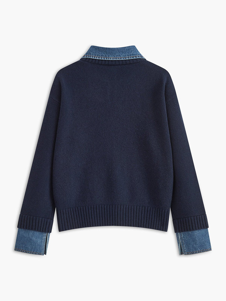 Charlotte | Bequemer und warmer Strickpolopullover mit Jeanskragen 2