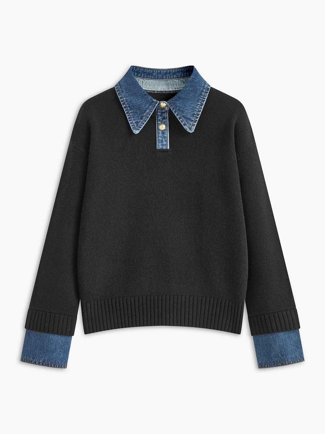 Charlotte | Bequemer und warmer Strickpolopullover mit Jeanskragen 5