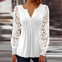 Selina | Floral Long-Sleeve Henley Blouse for Women