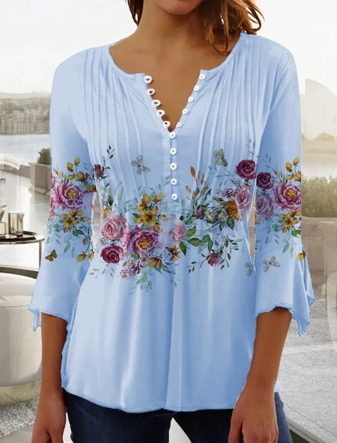 Christin | Stilvolle Henley Bluse mit bezauberndem Print 3