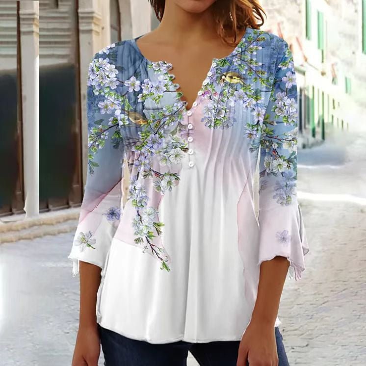 Christin | Stilvolle Henley Bluse mit bezauberndem Print 6