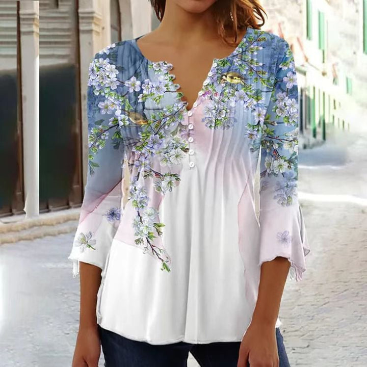 Christin | Stilvolle Henley Bluse mit bezauberndem Print 6