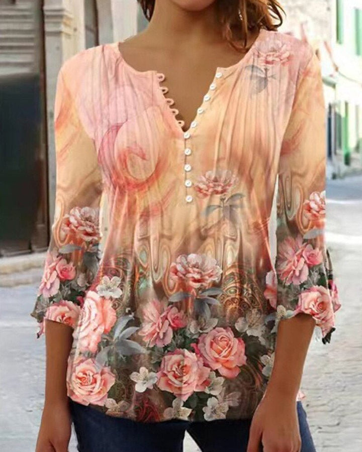 Christin | Stilvolle Henley Bluse mit bezauberndem Print 7
