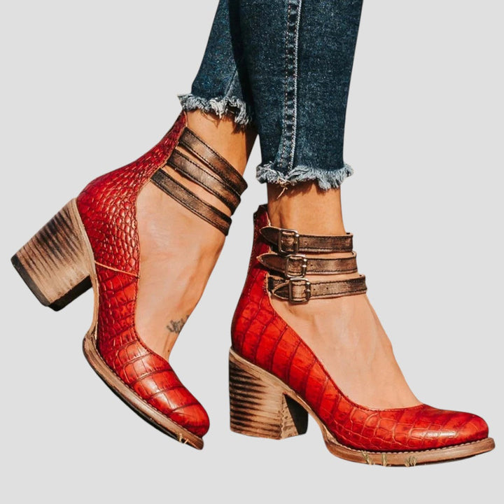 Christine | Bequeme Stiefeletten mit doppeltem Riemen und Blockabsatz 5