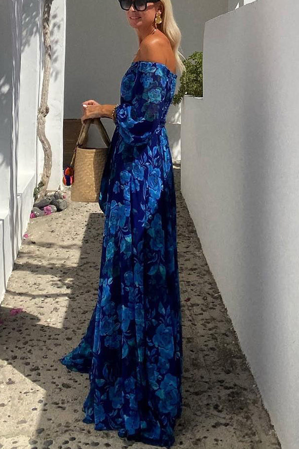 Clara | Blumen Kleid Schulterfrei Elegant Maxi Stil 2