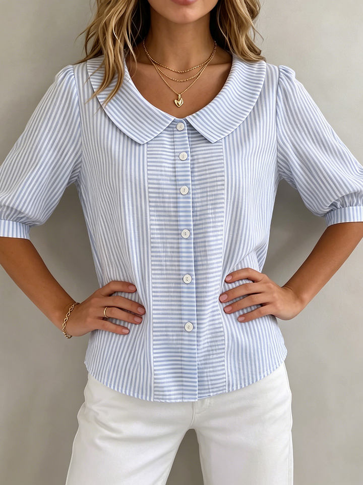 Clara | Elegante, Zeitlose Damenbluse mit Rundkragen für Festliche Anlässe 3