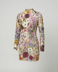 Sara | Elegant mini dress with floral embroidery