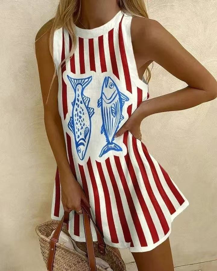 Clara | Verspieltes, Luftiges Damenkleid mit Fischmotiven – Perfekt für den Sommer 0