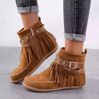 Lina | Stylish Fringe Ankle Boots in Modern Boho Chic