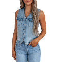 Clara | Modern and Stylish Denim Vest with Button Placket