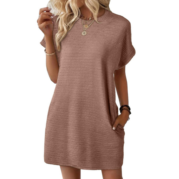 Daria | Strukturierter, Bequemer & Stilvolles T-Shirt Kleid Damen 7