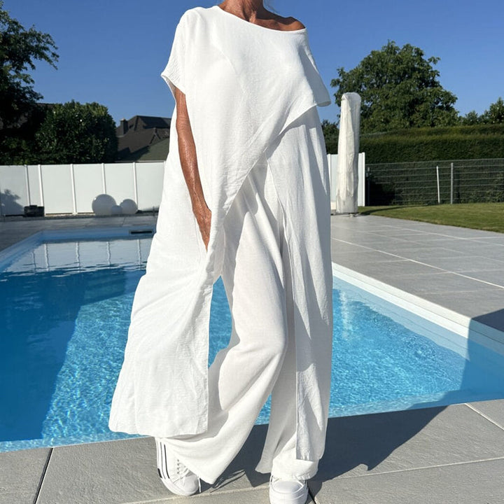 Diane | Elegantes, Bequemes Loungewear Set Damen – Asymmetrisches Oberteil & Weite Hose 0