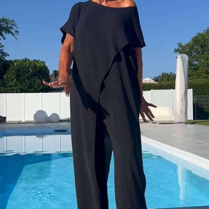 Diane | Elegantes, Bequemes Loungewear Set Damen – Asymmetrisches Oberteil & Weite Hose 5