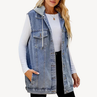 Maya | Casual and Comfortable Denim Vest with Hood