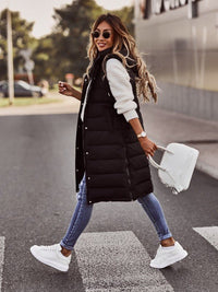 Emilia | Stylish, Long Quilted Vest with Hood