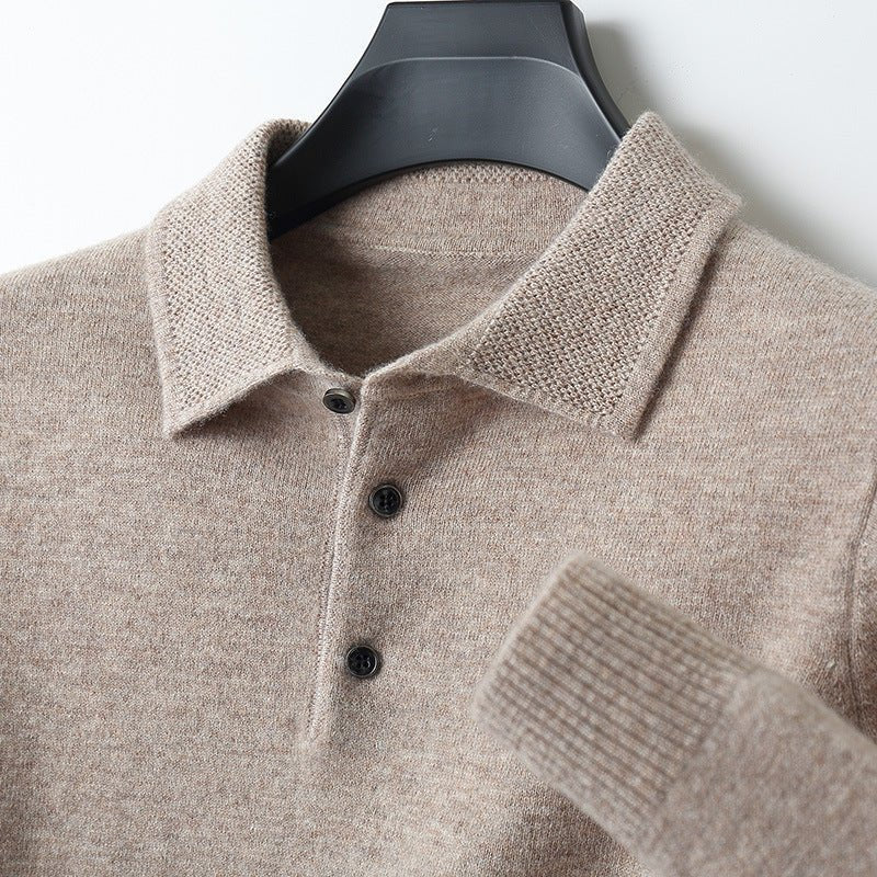 Edward | Herren-Polo-Pullover aus Strickbaumwolle mit langen Ärmeln und drei Knöpfen 5