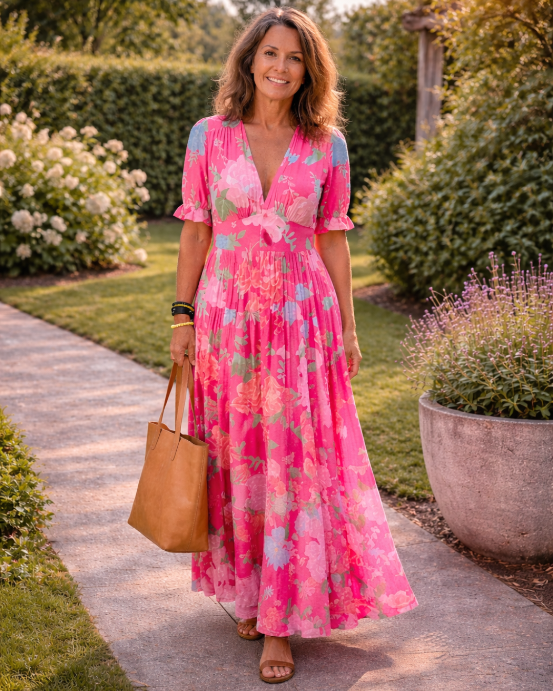 Elara | Elegantes, Plissiertes Maxikleid mit Blumenmuster für Frauen 0