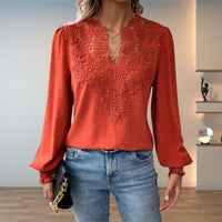 Vivienne | Elegant Women's Blouse with Lace and V-Neckline