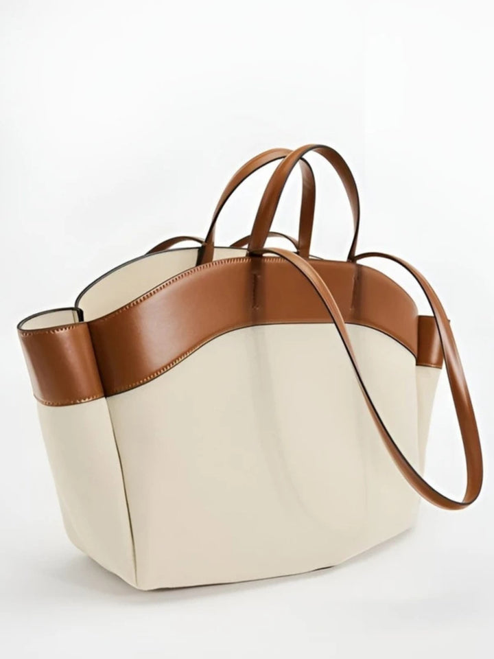 Elena | Elegante Canvas Tragetasche mit Lederdetails 0