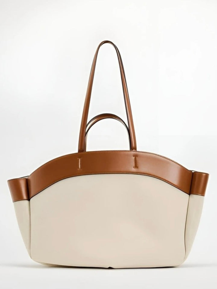 Elena | Elegante Canvas Tragetasche mit Lederdetails 1