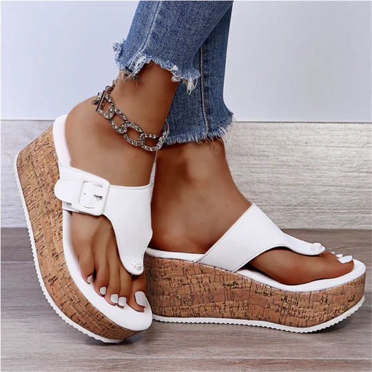 Elena | Elegante Keilsandalen mit Kork Optik 1