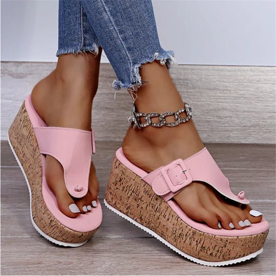 Elena | Elegante Keilsandalen mit Kork Optik 2