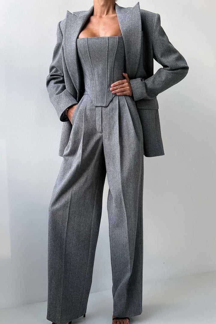 Elysia | Elegantes Anzug Set Damen – Raffiniert, Vielseitig &amp; Mit Fischgrätenmuster 0