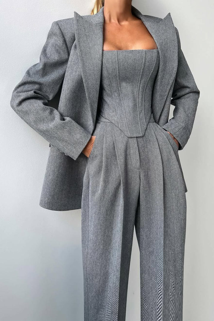 Elysia | Elegantes Anzug Set Damen – Raffiniert, Vielseitig &amp; Mit Fischgrätenmuster 1