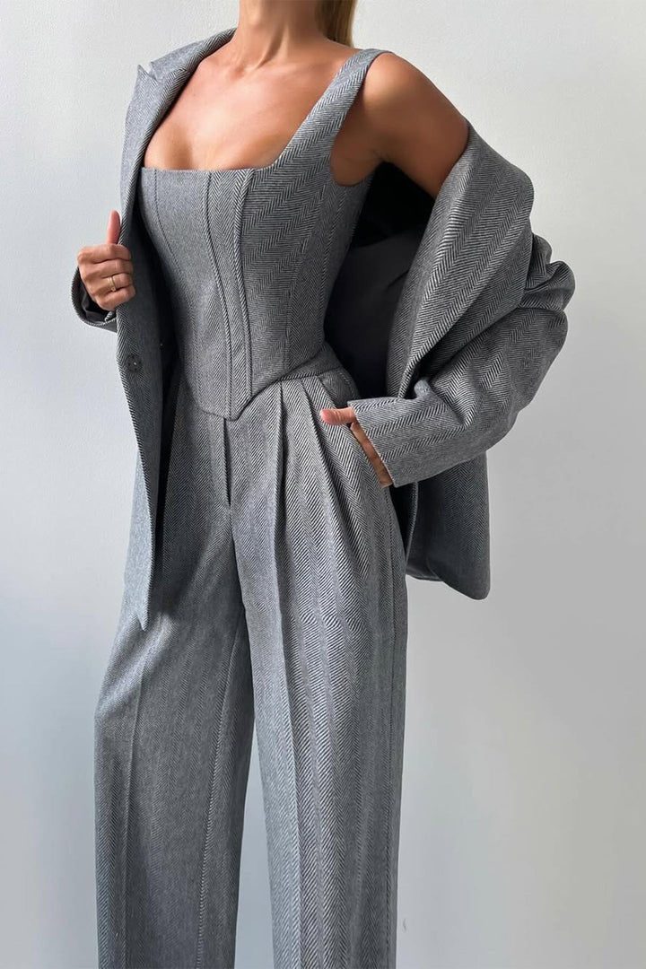 Elysia | Elegantes Anzug Set Damen – Raffiniert, Vielseitig &amp; Mit Fischgrätenmuster 4
