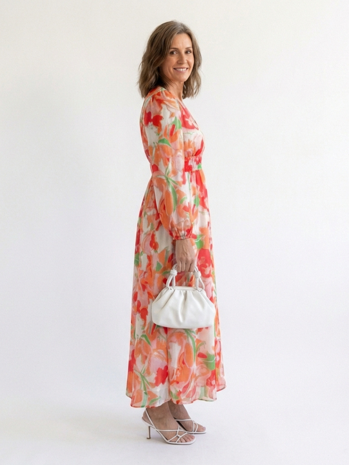 Elysia | Elegantes Blumenmuster Maxikleid Sommer mit langen Ärmeln für stilvolle Anlässe 6