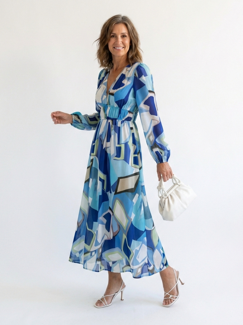 Elysia | Elegantes Blumenmuster Maxikleid Sommer mit langen Ärmeln für stilvolle Anlässe 7