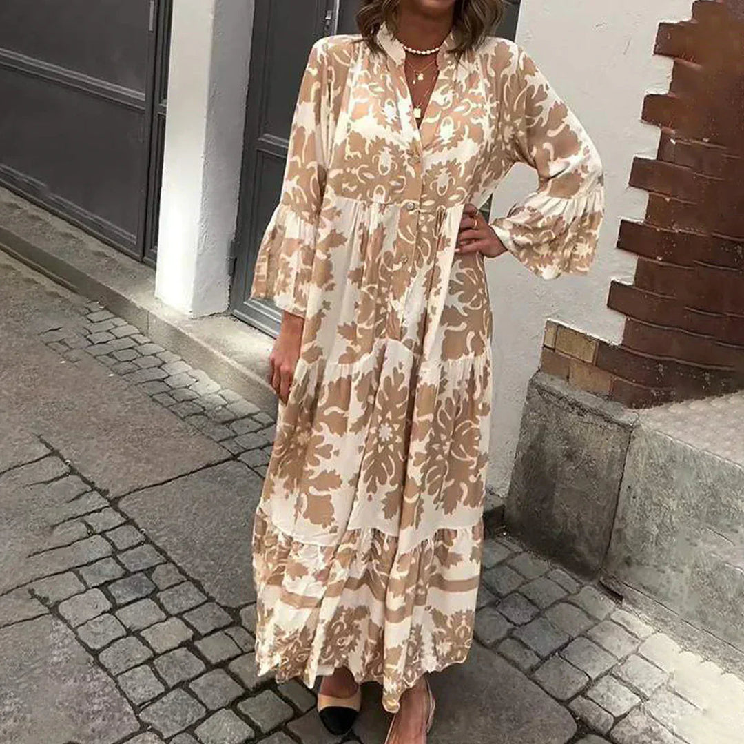 Elysia | Elegantes, Vielseitiges &amp; Künstlerisches Langärmliges Midikleid 0
