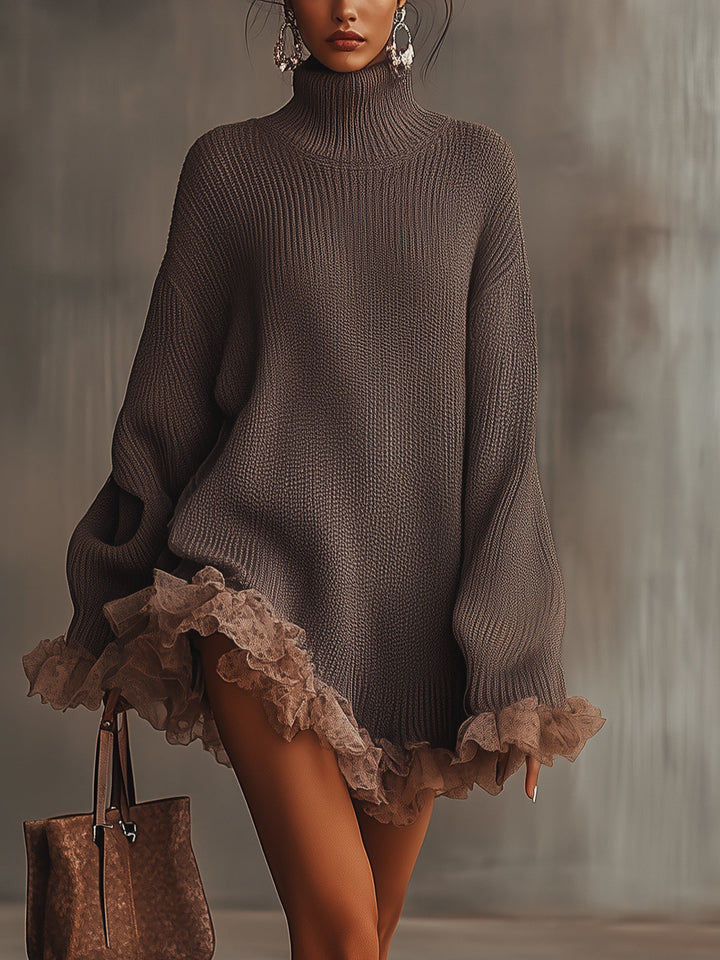 Emily | Elegantes, gerüschtes Strickkleid für den Winter 0