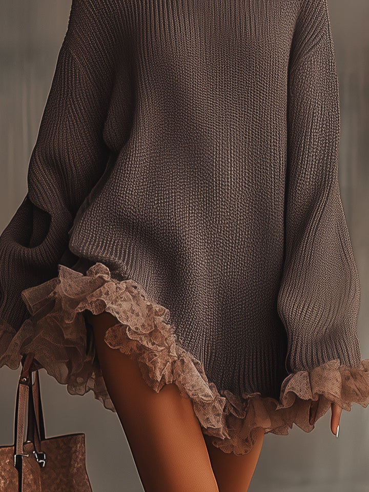 Emily | Elegantes, gerüschtes Strickkleid für den Winter 1
