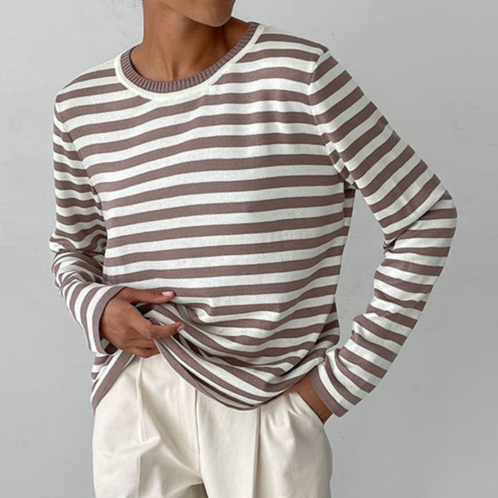 Evelyn | Damen-Langarmpullover mit maritim gestreiftem Muster und lockerer Passform 1