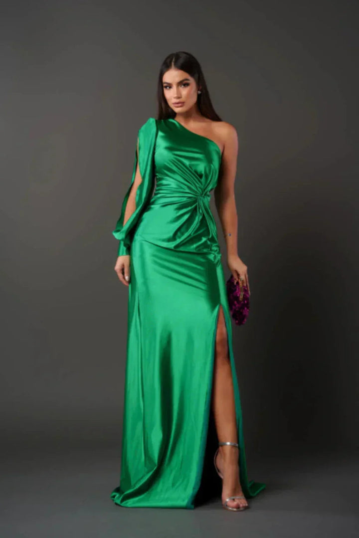Evi | Elegantes, asymmetrisches Satinkleid 11