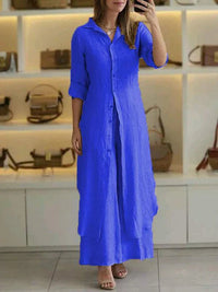 Mila| Elegant shirt dress maxi with buttons