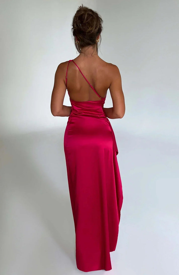 Fiona | Elegantes, Gerafftes &amp; Asymmetrisches Damen-Maxikleid 2