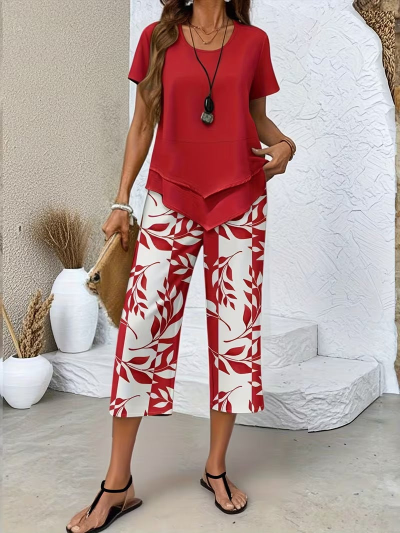 Flora | Elegantes, Bequemes Damen Set – Botanisches Twin Set für Sommerlichkeit 2