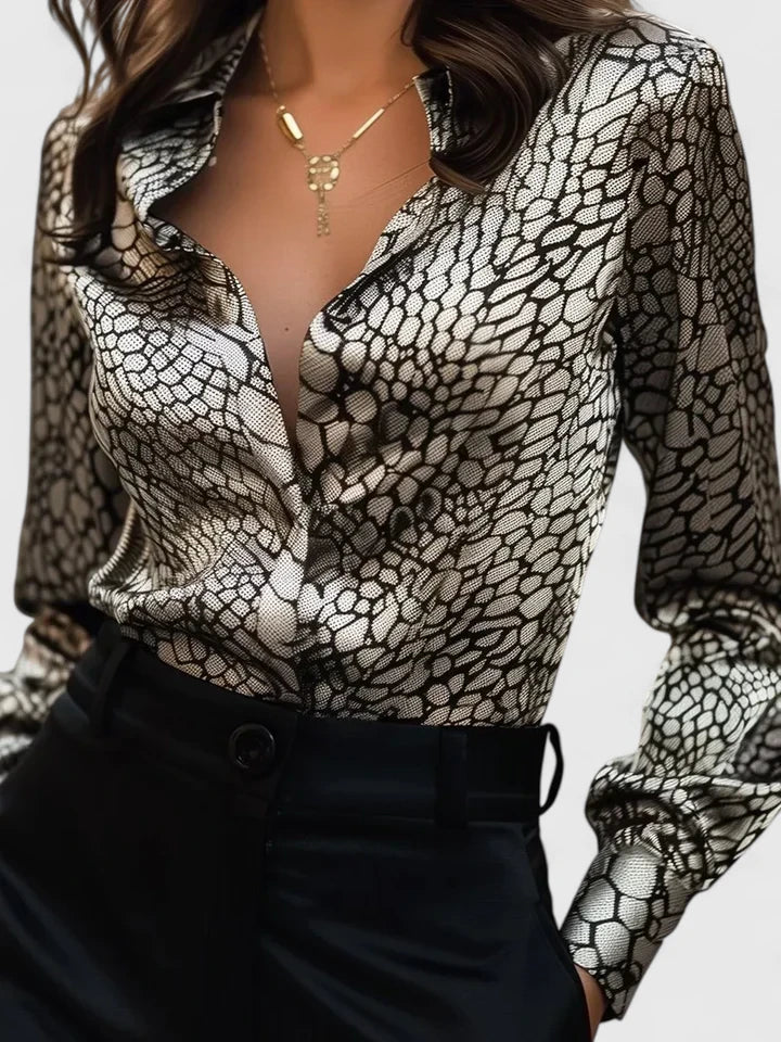 Florenz | Elegante Bluse für Festliche Anlässe – Bedruckt, Langarm &amp; Vielseitig 2