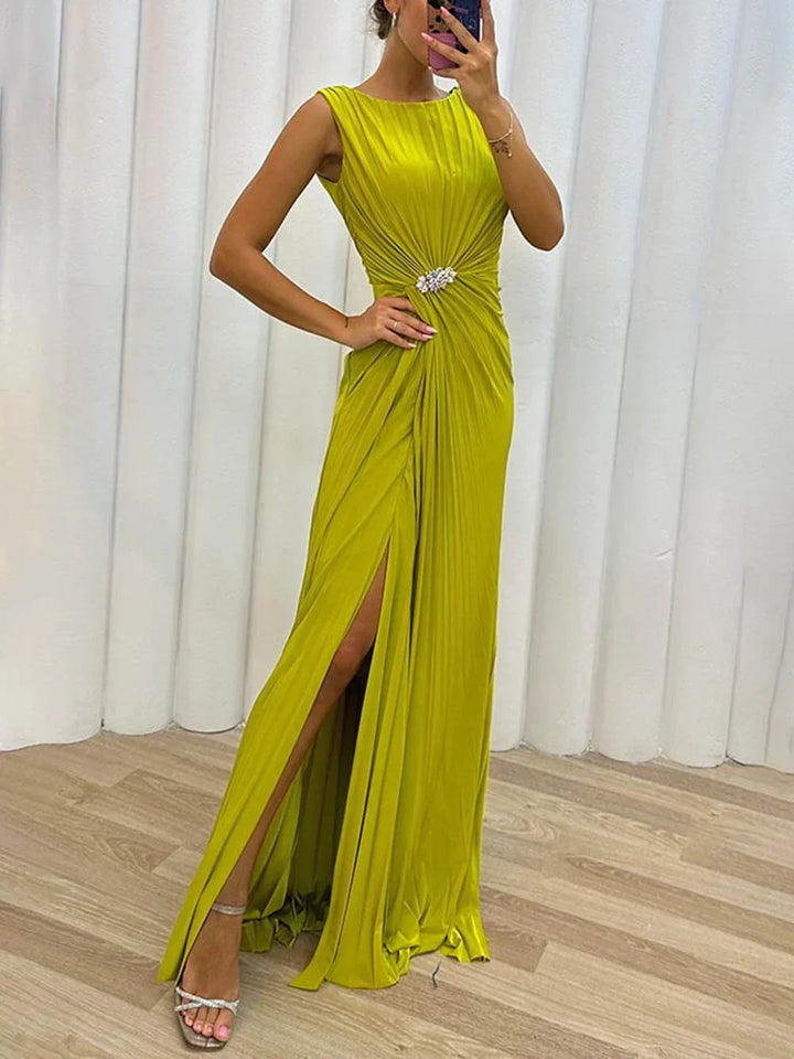 Freesie | Plissee Maxikleid Elegant Abend Hochzeitsgast Stil 0