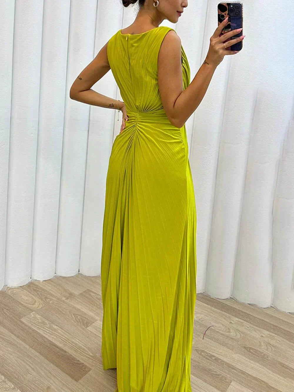 Freesie | Plissee Maxikleid Elegant Abend Hochzeitsgast Stil 3