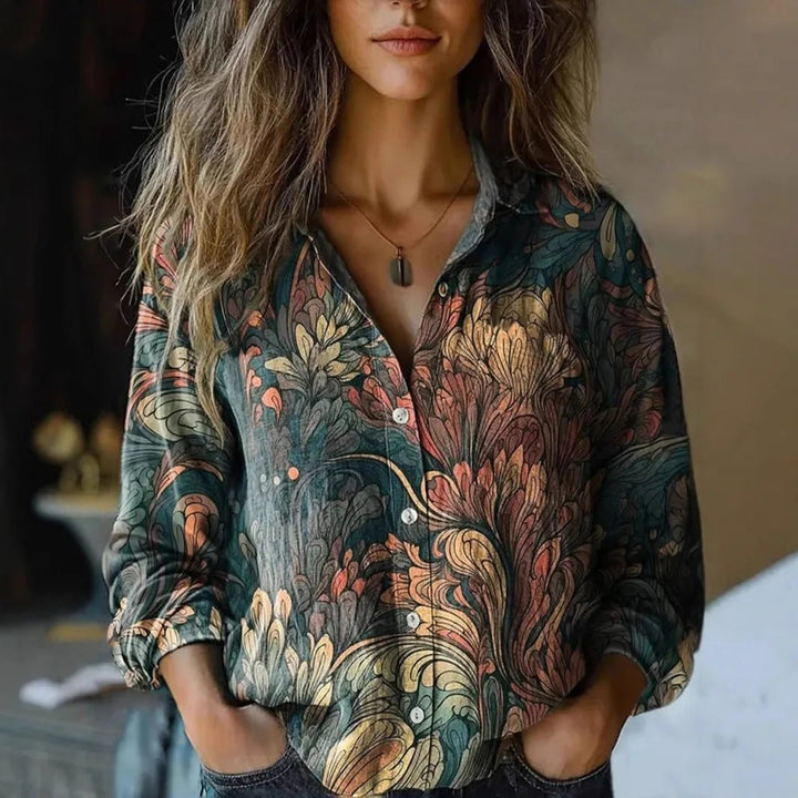 Freya | Elegante und bohemische Blumenmuster Bluse 3