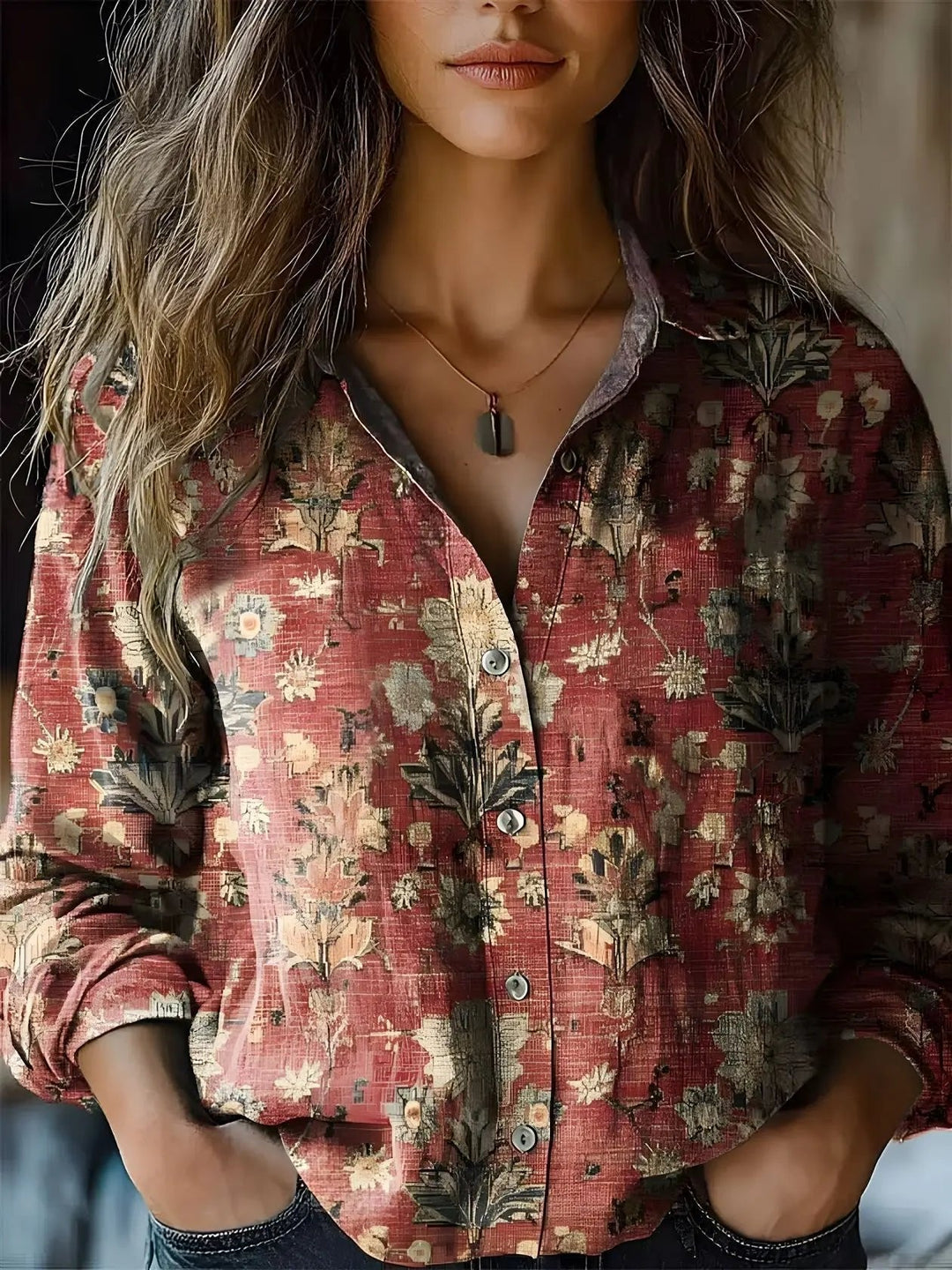 Freya | Elegante und bohemische Blumenmuster Bluse 6