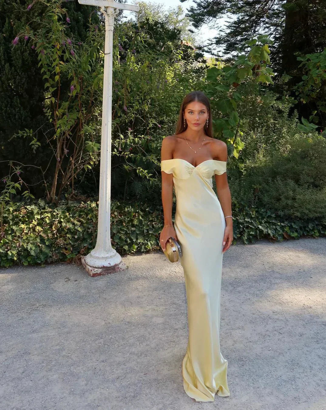 Giselle | Abendkleid Schulterfrei Elegant Satin für Hochzeit Lang 1