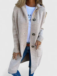 Marlene | Lange Kuschel-Strickjacke Mit Knopfleiste