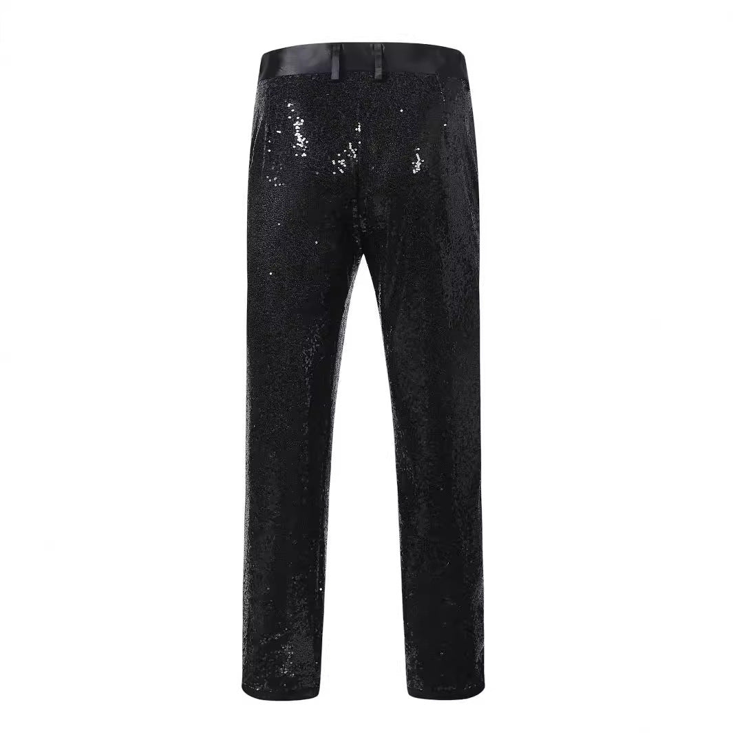Glareon | Herren Hosen Pailletten Glamourös Modern Fit 5