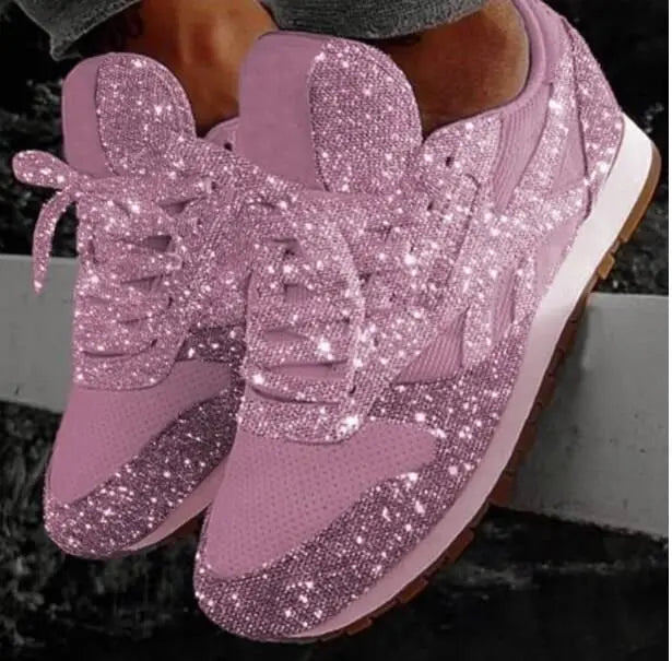 Glimmer | Elegante, Atmungsaktive Damen Glitzer Schuhe – Silber Glitzer Sneakers 2